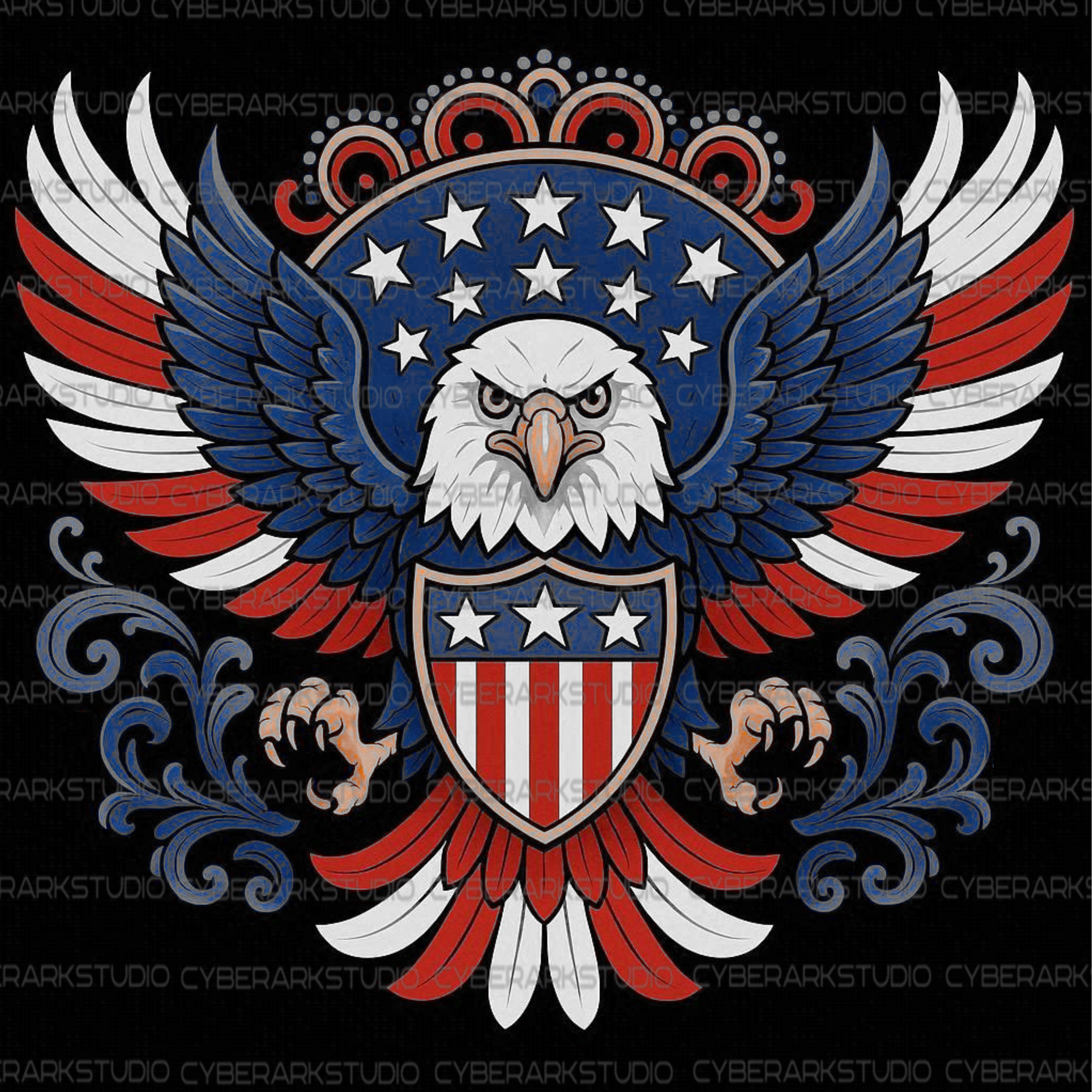 Decorated American Eagle Digital Design