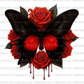 Black Butterfly With Roses Digital Design