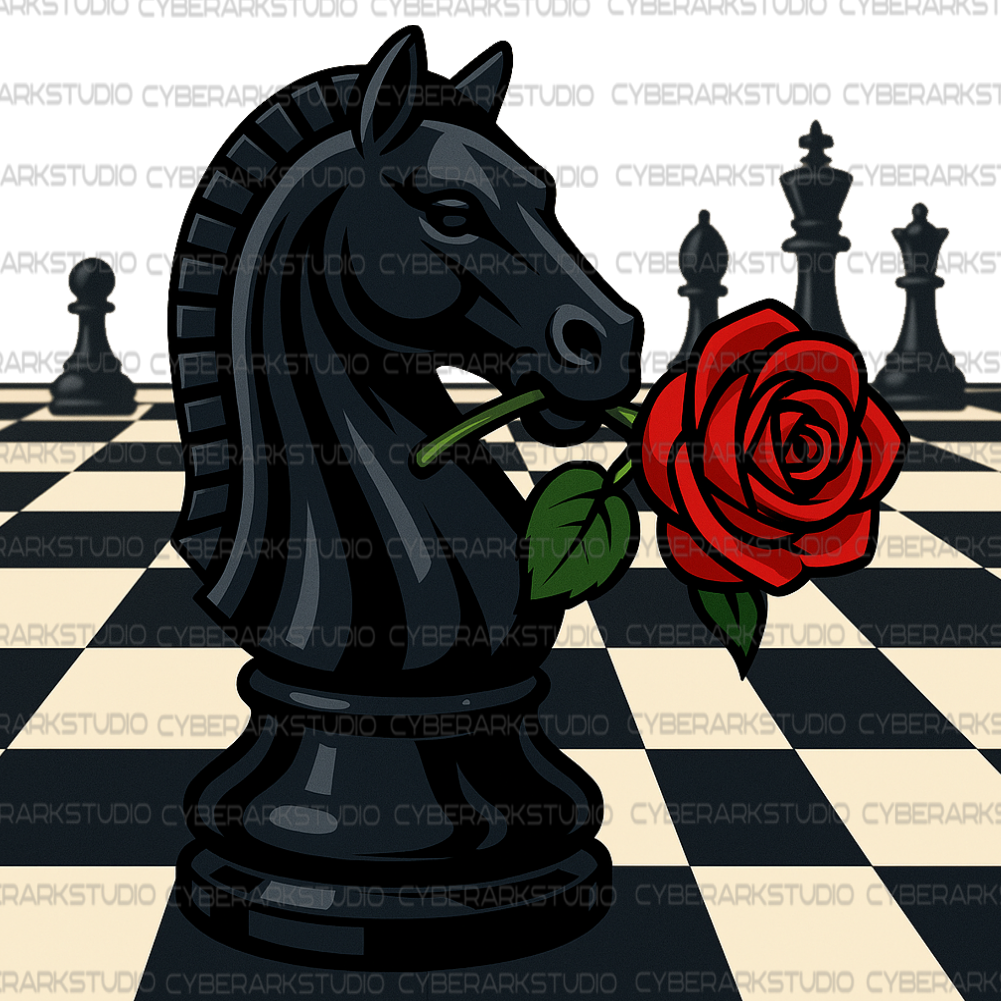 Black Knight Chess Piece Digital Design