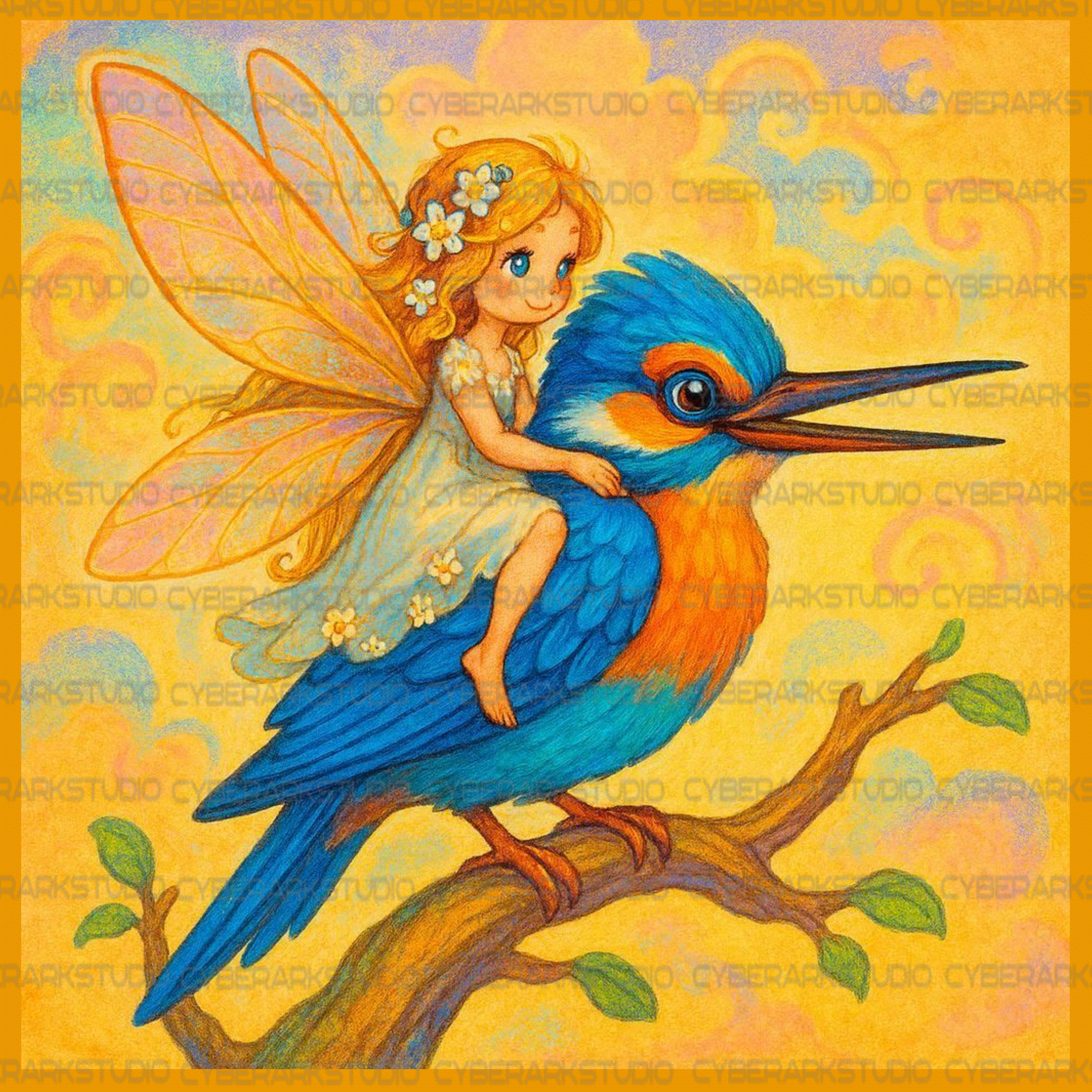 Fairy on a Hummingbird Digital Design