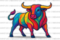 Multi Color Bull Digital Design