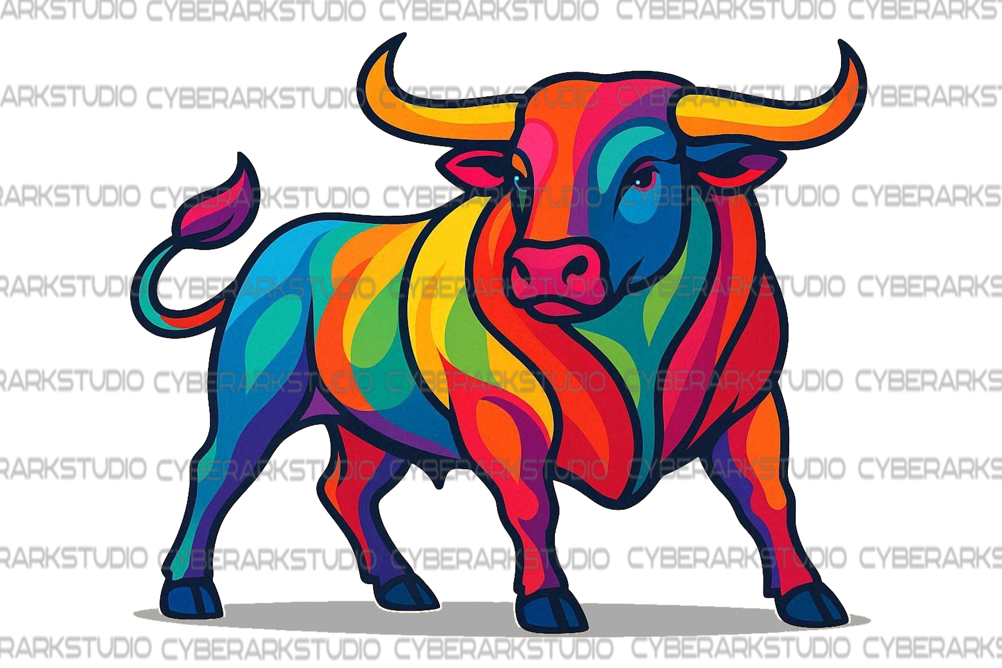 Multi Color Bull Digital Design