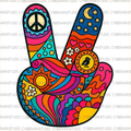 Retro Hand Peace Sign 01 Digital Design
