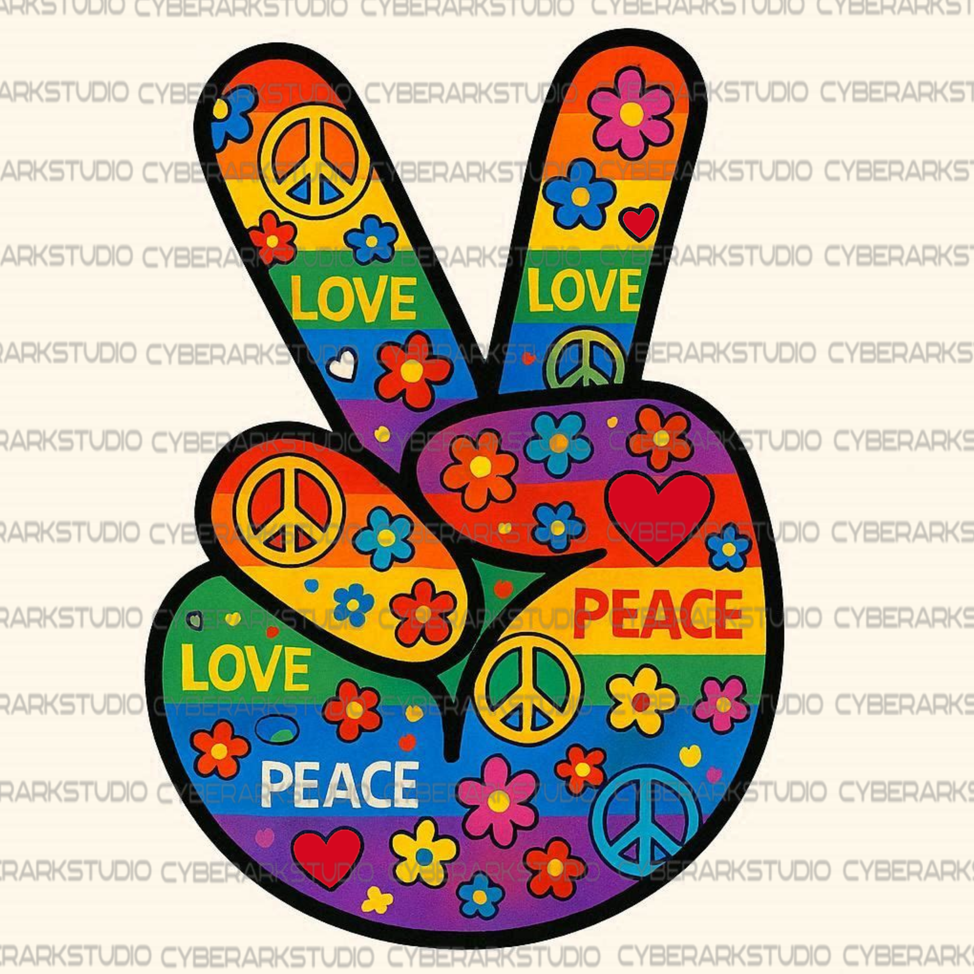 Retro Hand Peace Sign 02 Digital Design