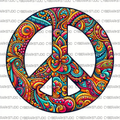 Wild Retro Style Peace Sign Digital Design