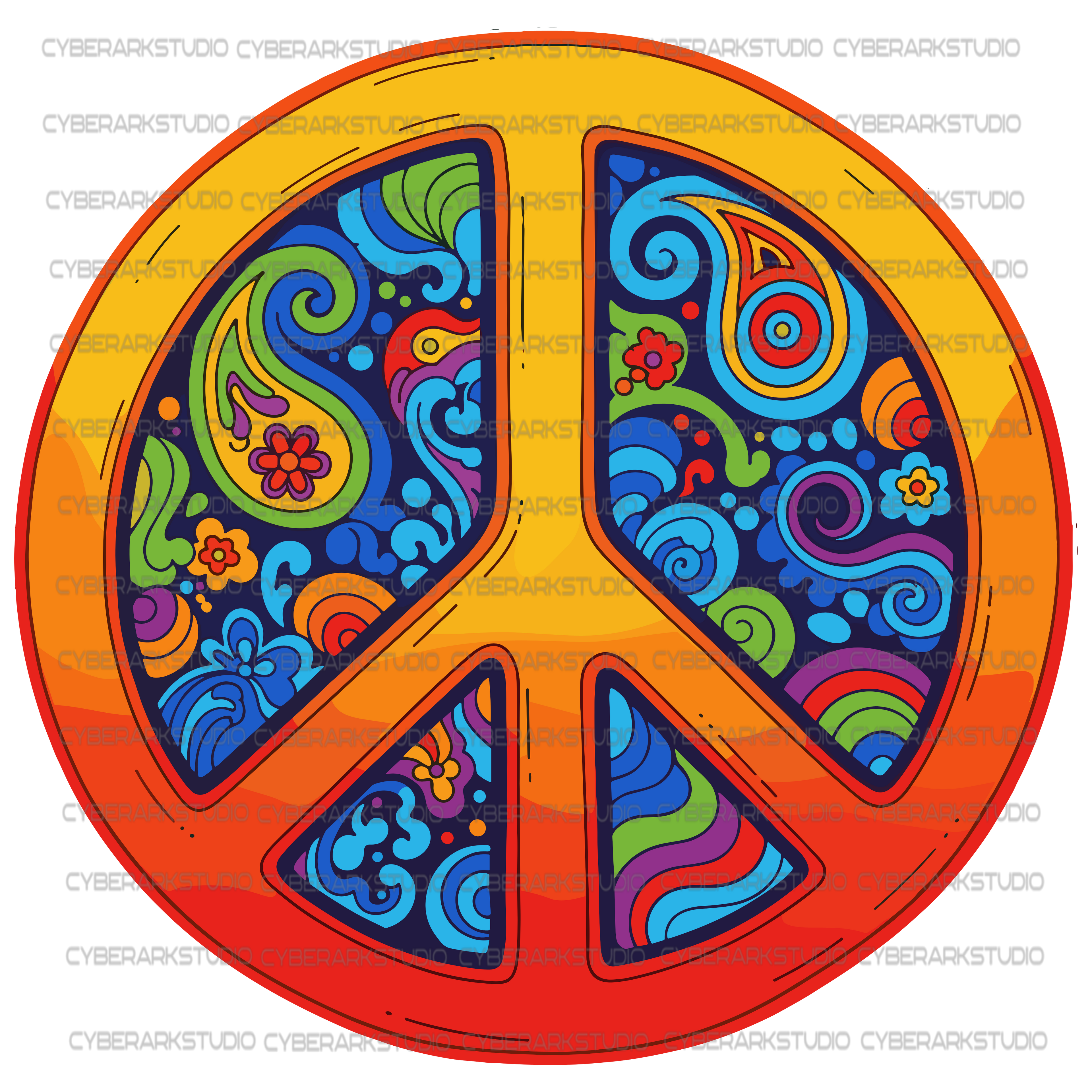 Large Hippie Peace Sign - Retro Design