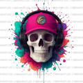 Color Splash Skull With Headphones Digital Design