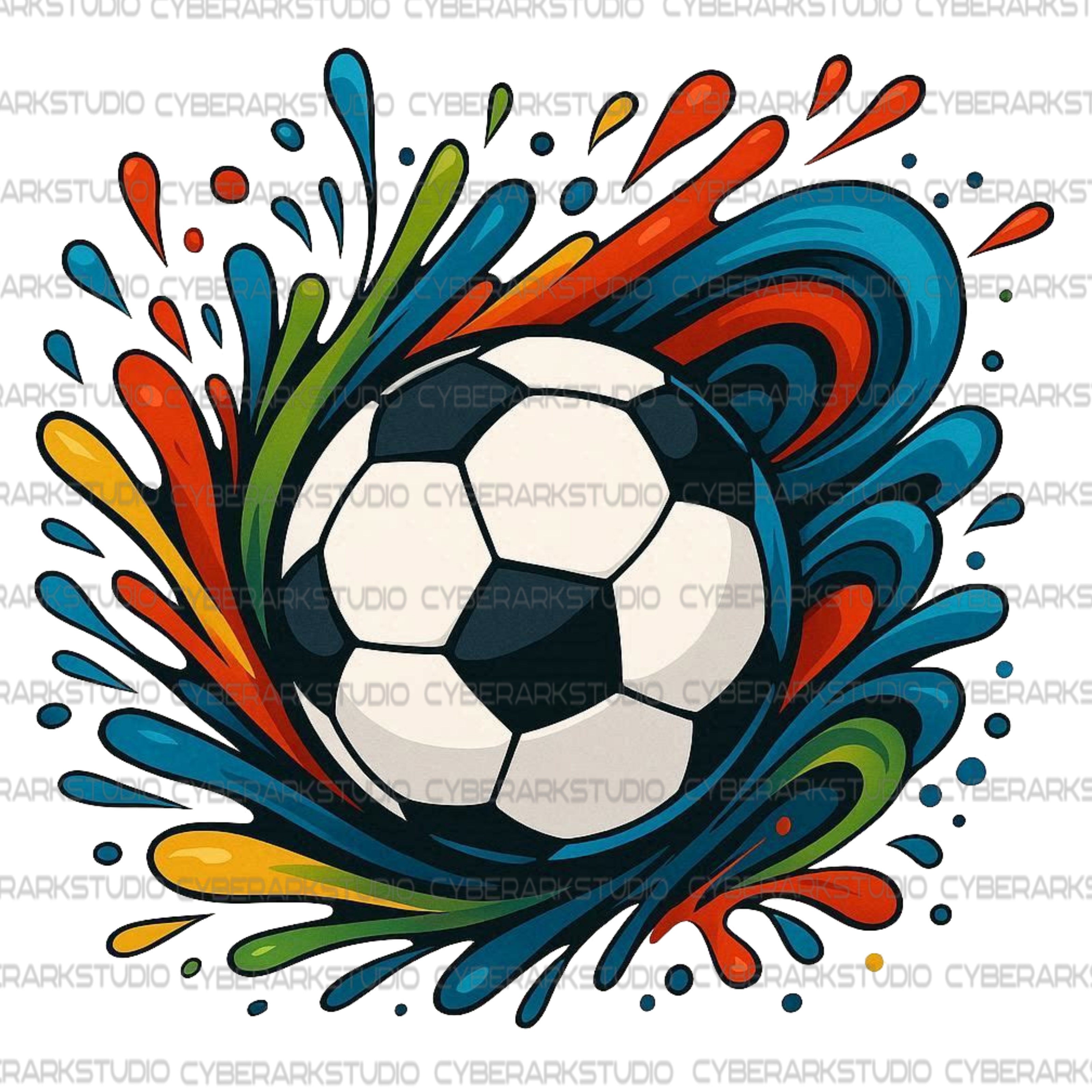 Soccer Ball Paint Splash Digital Design