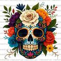 Retro Flowered Skull Digital Design