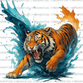 Tiger Fire and Water Digital Image