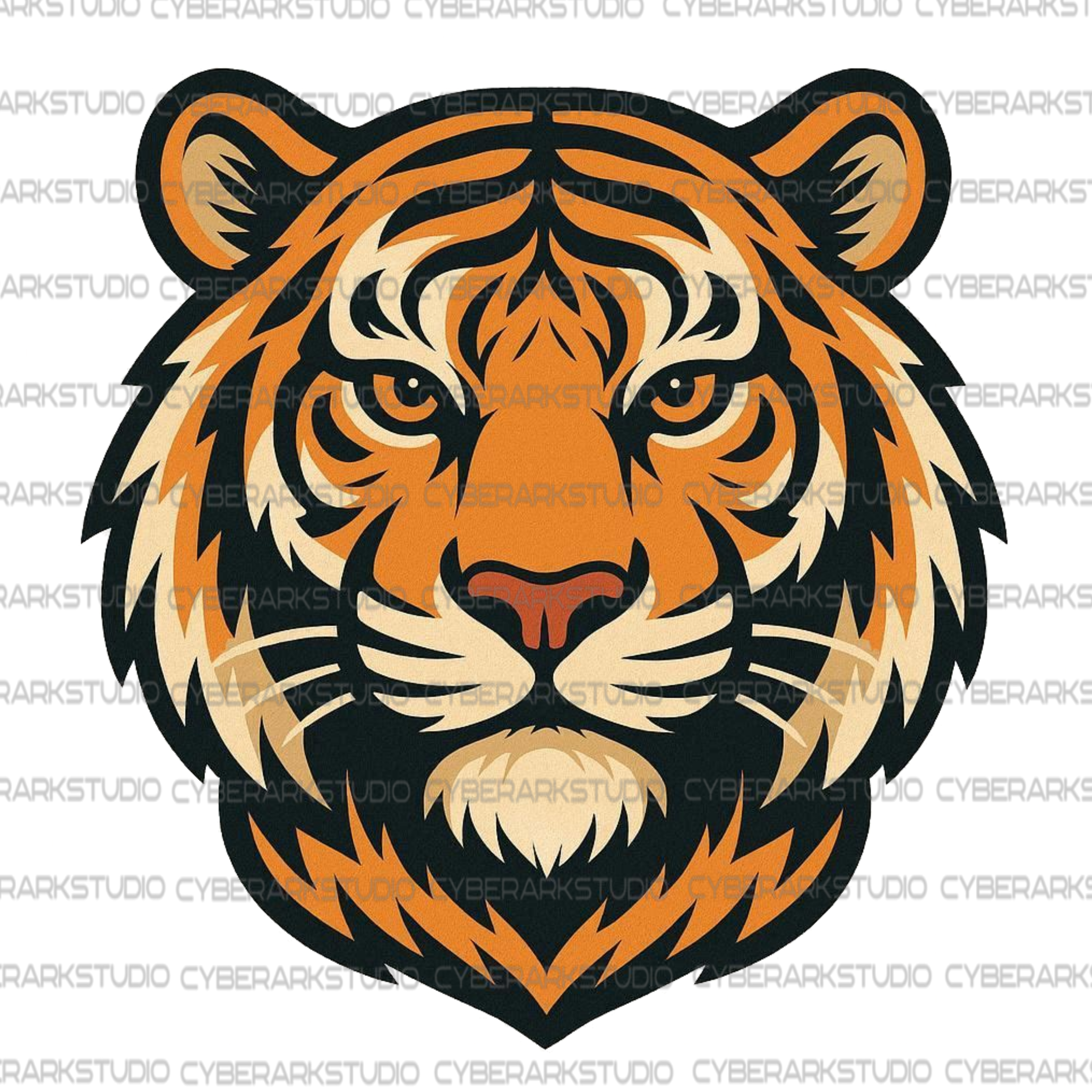 Tiger Head Mascot Style Digital Design