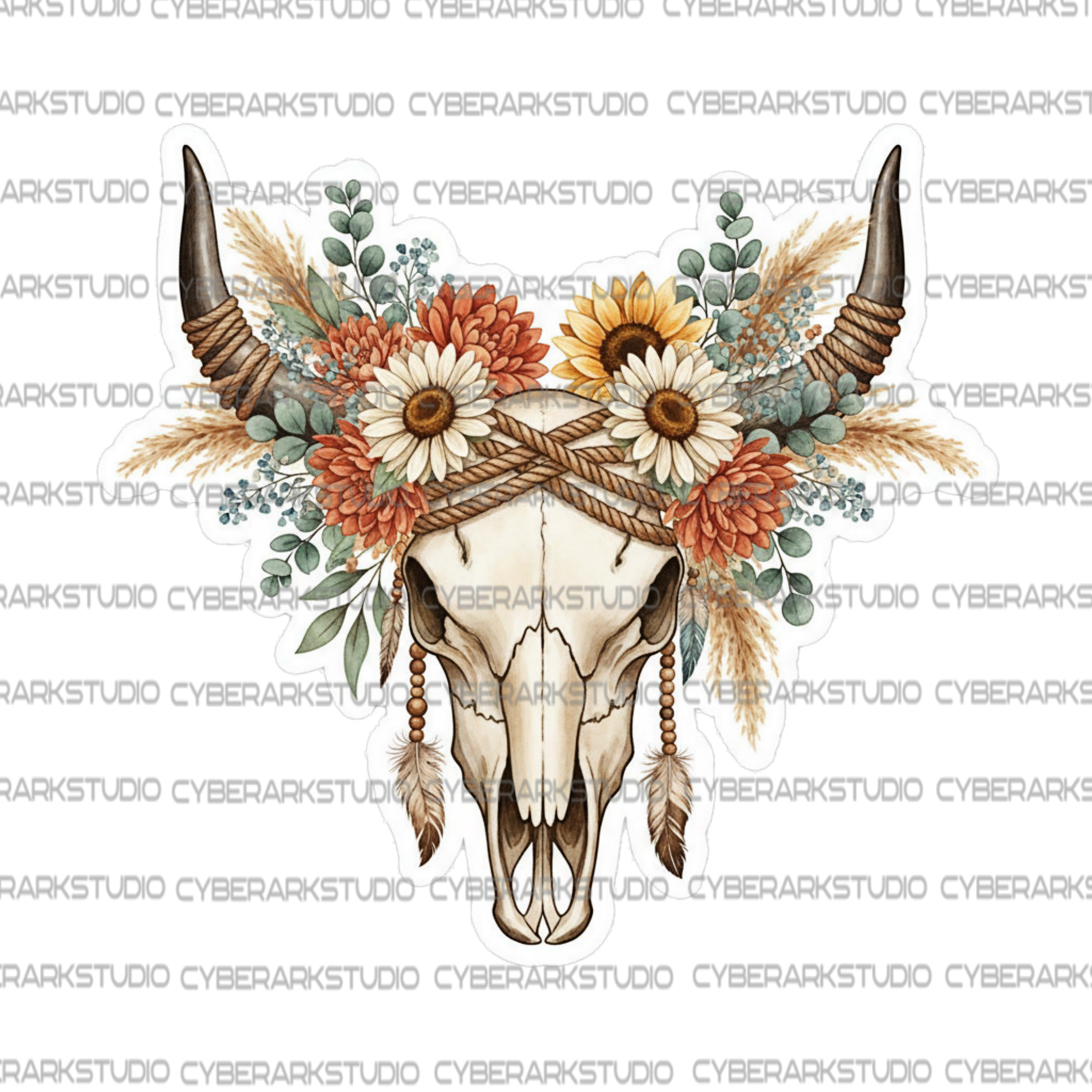 WESTERN-BOHO-BULL-SKULL-Digital Image Design