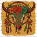 Western Boho Bull Skull Digital Image